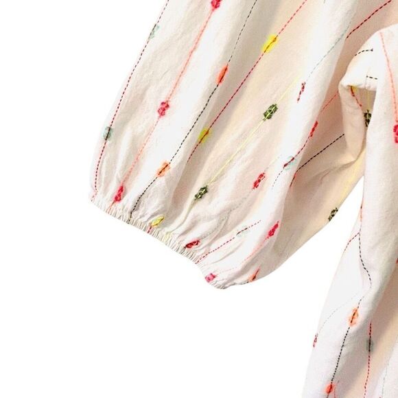 Crown & Ivy 4X lined white & multi boho  notch neck peasant blouse - Picture 7 of 11